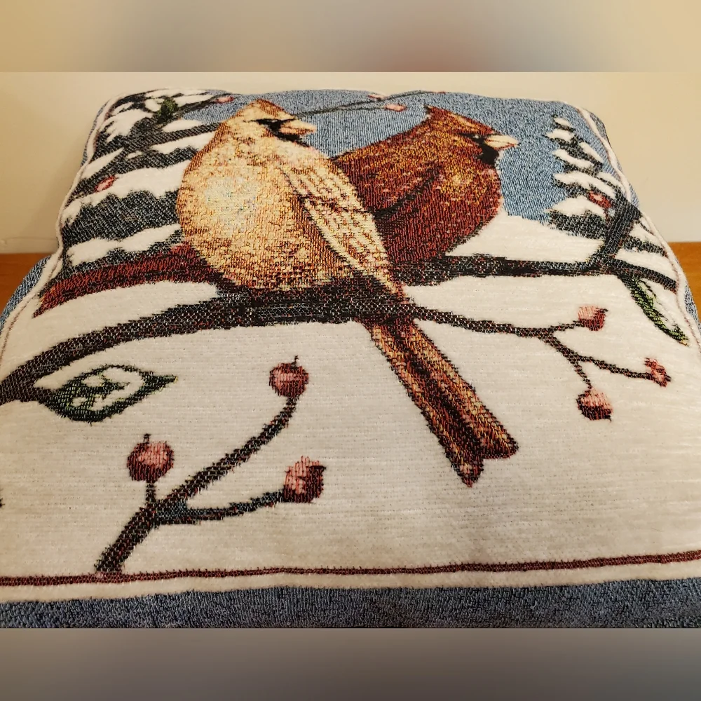 Tapestry Style Winter Scene Throw Pillow